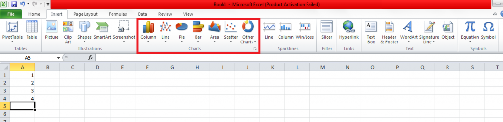 Graphs and charts in MS Excel