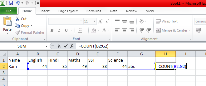COUNT() formulas in MS Excel