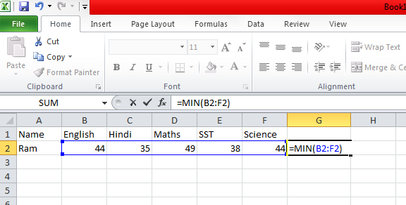 MIN() formulas in MS Excel