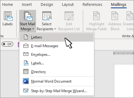 Mail merge in MS-Word