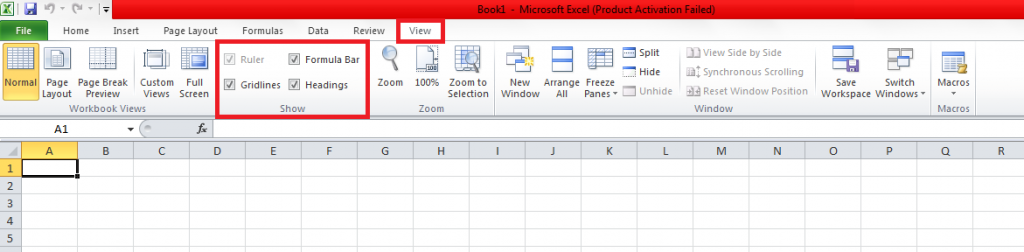 Gridlines in View tab