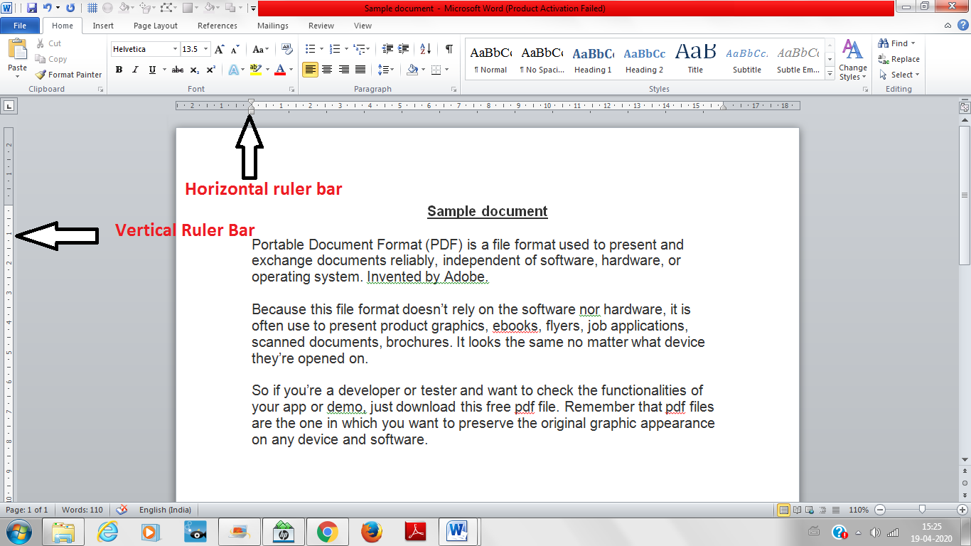 ruler tool in word