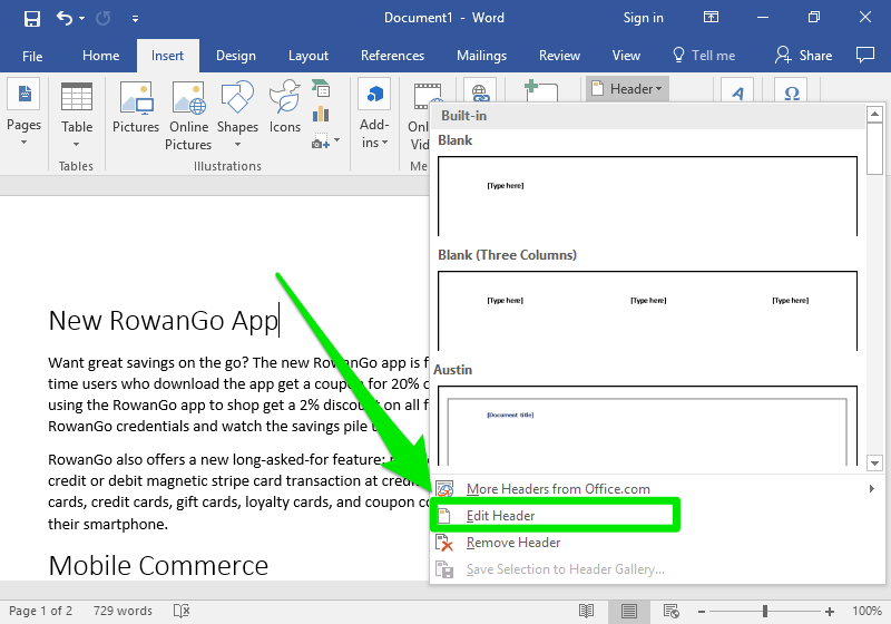 cannot save header in word 7